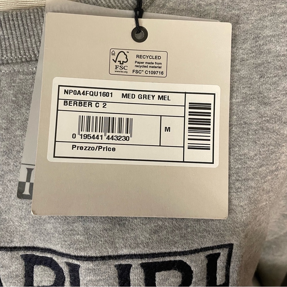 Napapijri Light Gray Crewneck Sweatshirt with Navy Logo - Picture 5 of 6